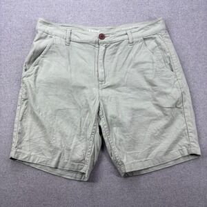 Mugsy Jeans Roscoe Shorts Mens 34 Pale Green Linen Rayon Blend Stretch Casual